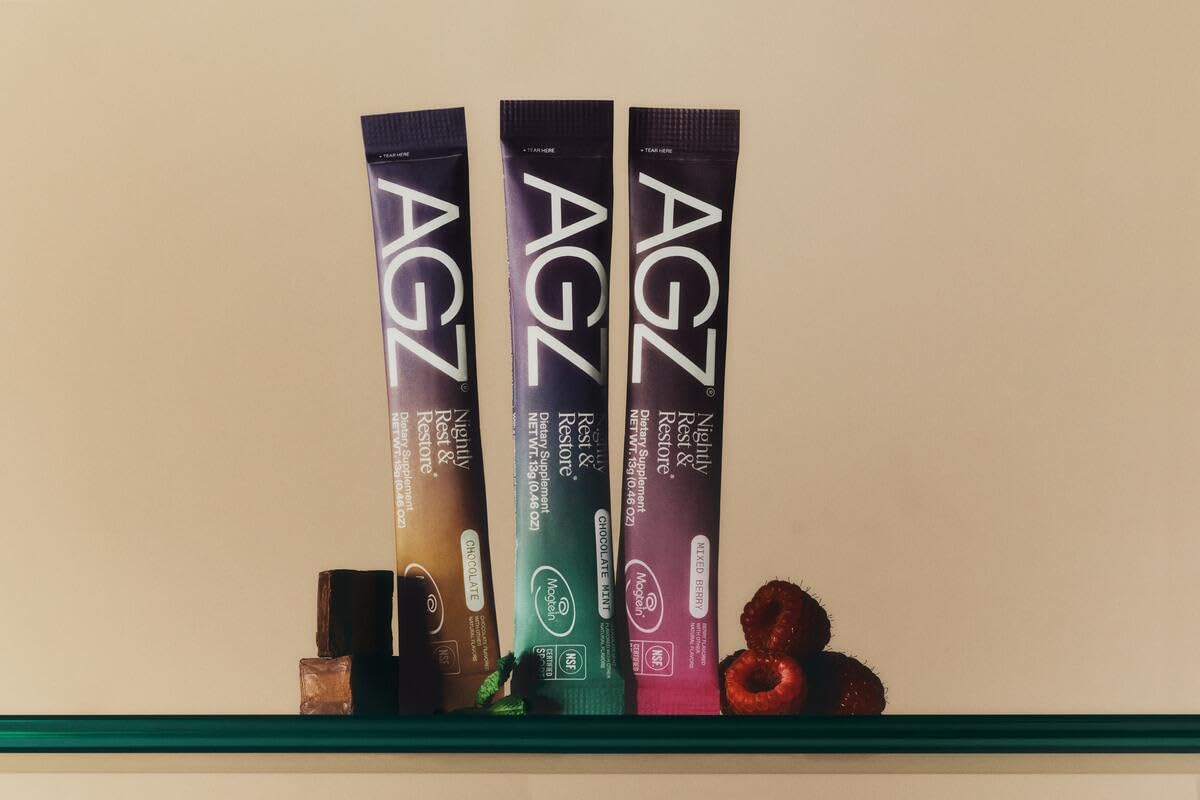 AG1 AGZ Sleep Drink Sampler โ Melatonin-Free Nighttime Sleep Support (3-Serving Flavor Pack) | Athletic Greens