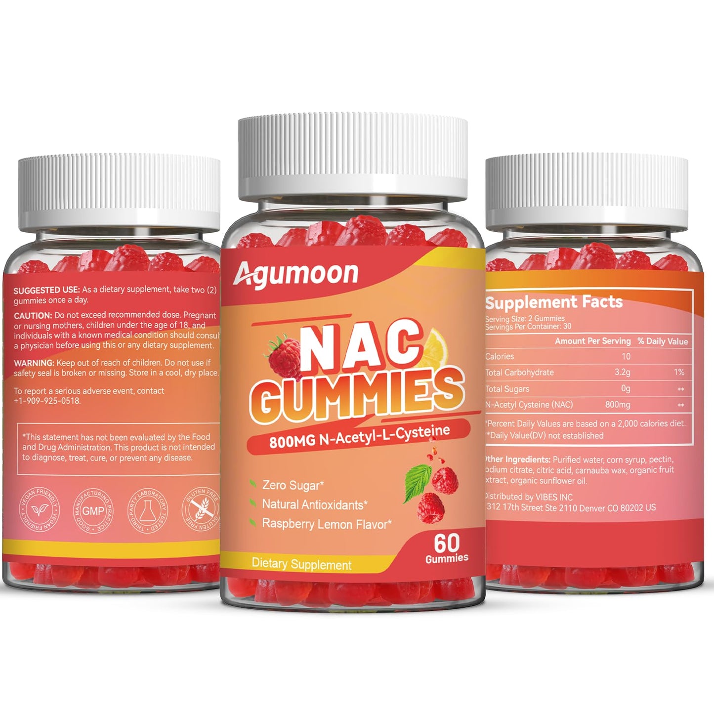 Agumoon NAC Gummies 800mg โ Immune Support & Antioxidants (Sugar-Free, 60 Vegan Gummies)