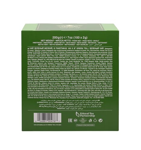 Ahmad Tea Green Tea โ Green Tea Teabags 100 ct, Caffeinated & Sugar-Free