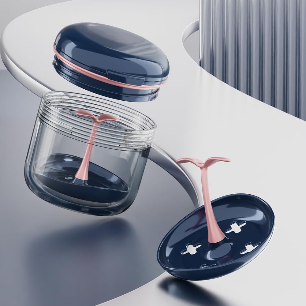 Aidarmoll Retainer Case โ Denture Bath Cup with Drain Tray & Mirror