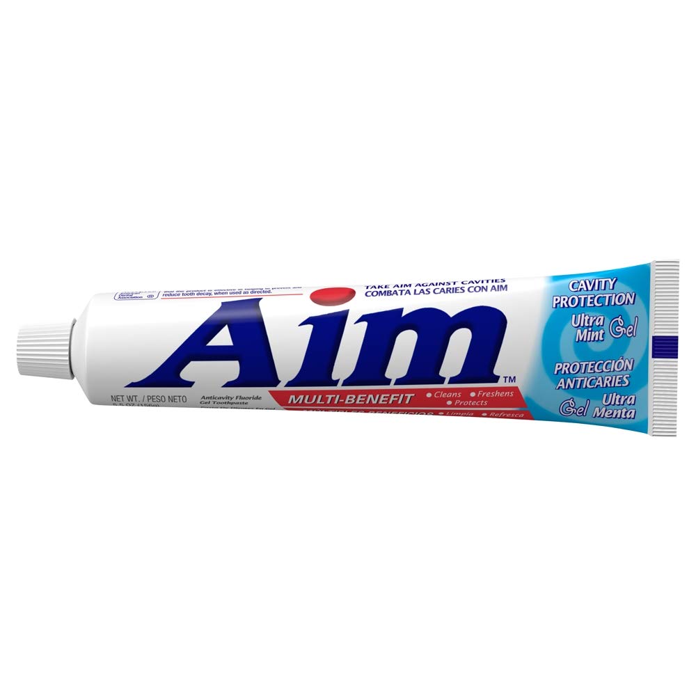 Aim Ultra Mint Multi-Benefit Cavity Protection Gel Toothpaste โ 5.50 oz | ADA Approved