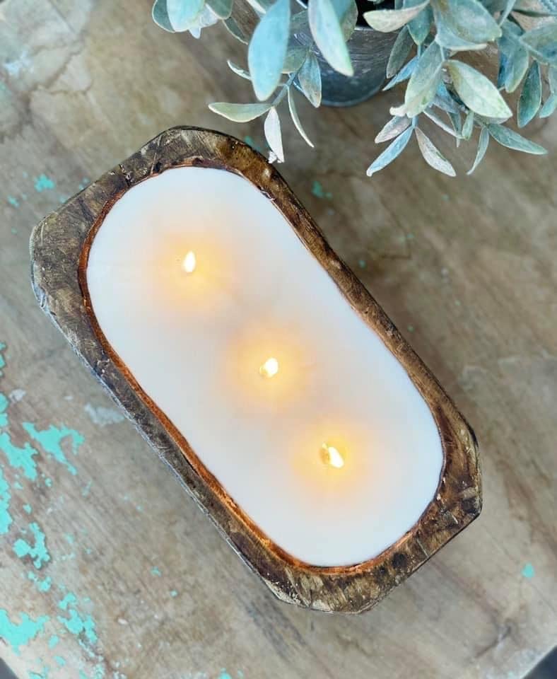 Aira Dough Bowl Candle โ Organic Soy Wax, Hand-Carved Wood Bowl, Vegan & Kosher, 13 oz