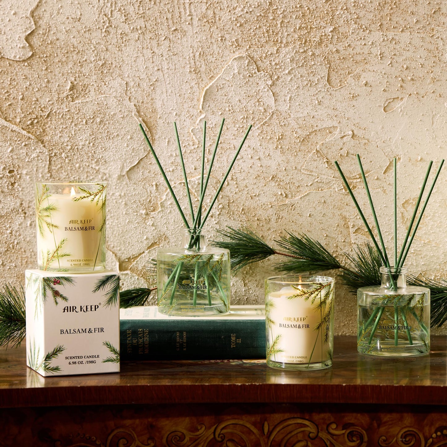 Airkeep Balsam & Fir Scented Candle โ 6.98 oz Jar, 44h Burn Time | Holiday Gift, Fall Fragrance