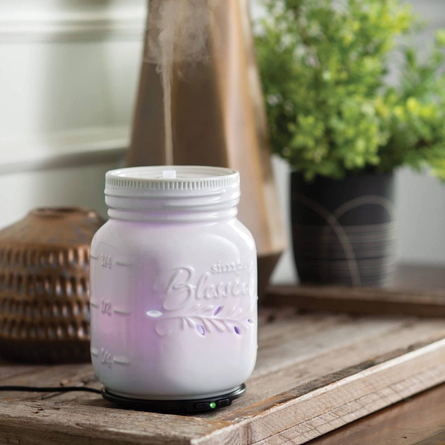 Airome Mason Jar Medium Essential Oil Diffuser โ 100 mL Ultrasonic Humidifier with 8 LED Lights