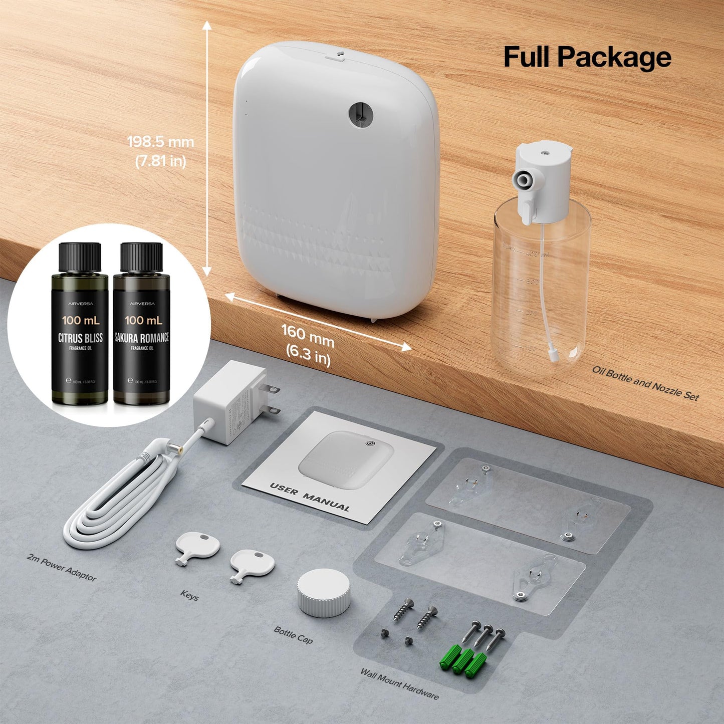 Airversa Waterless Essential Oil Diffuser Starter Kit (400 mL) โ Covers 2000 sq ft, White ANW Kit
