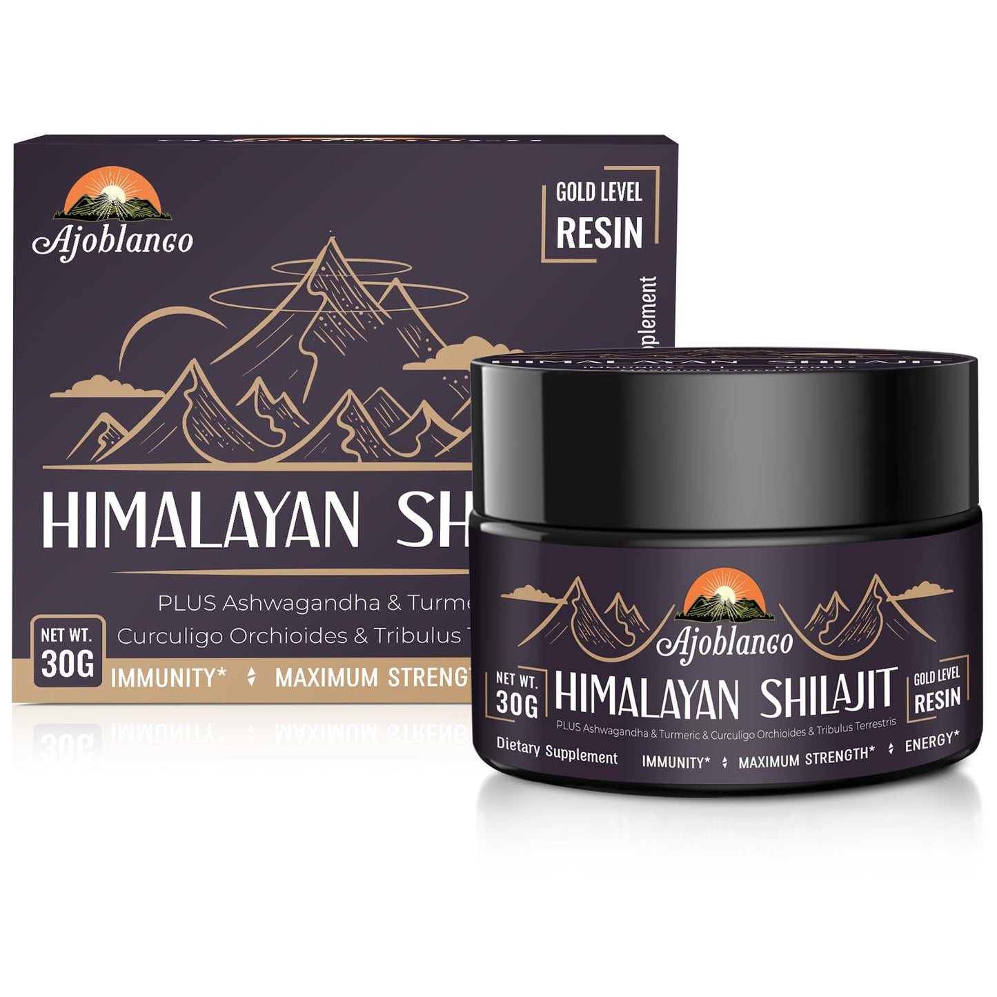 Ajoblanco 600mg Himalayan Shilajit Resin โ Organic Ayurvedic Blend, Pack of 2 for Energy & Immunity