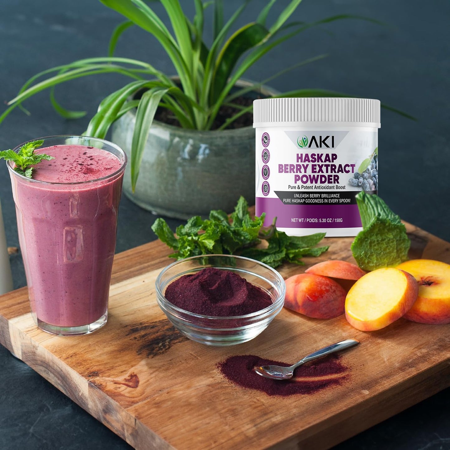 AKI Haskap Berry Extract Powder โ Antioxidants, Vitamin C & Polyphenols (5.3oz/150g)