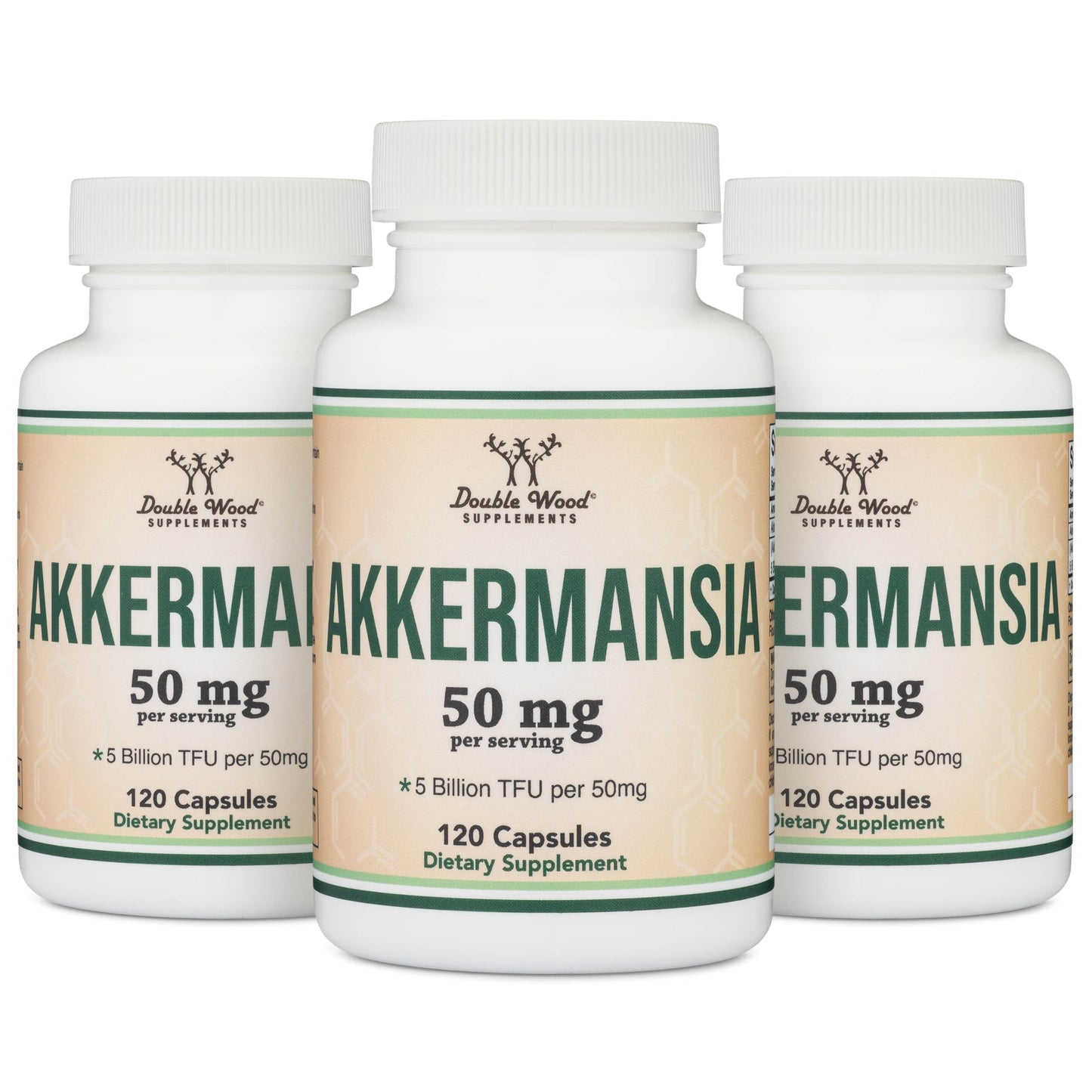 Double Wood Akkermansia Probiotic + Postbiotic โ 120 Capsules, GLP-1 Boost (5B TFU/Serving)