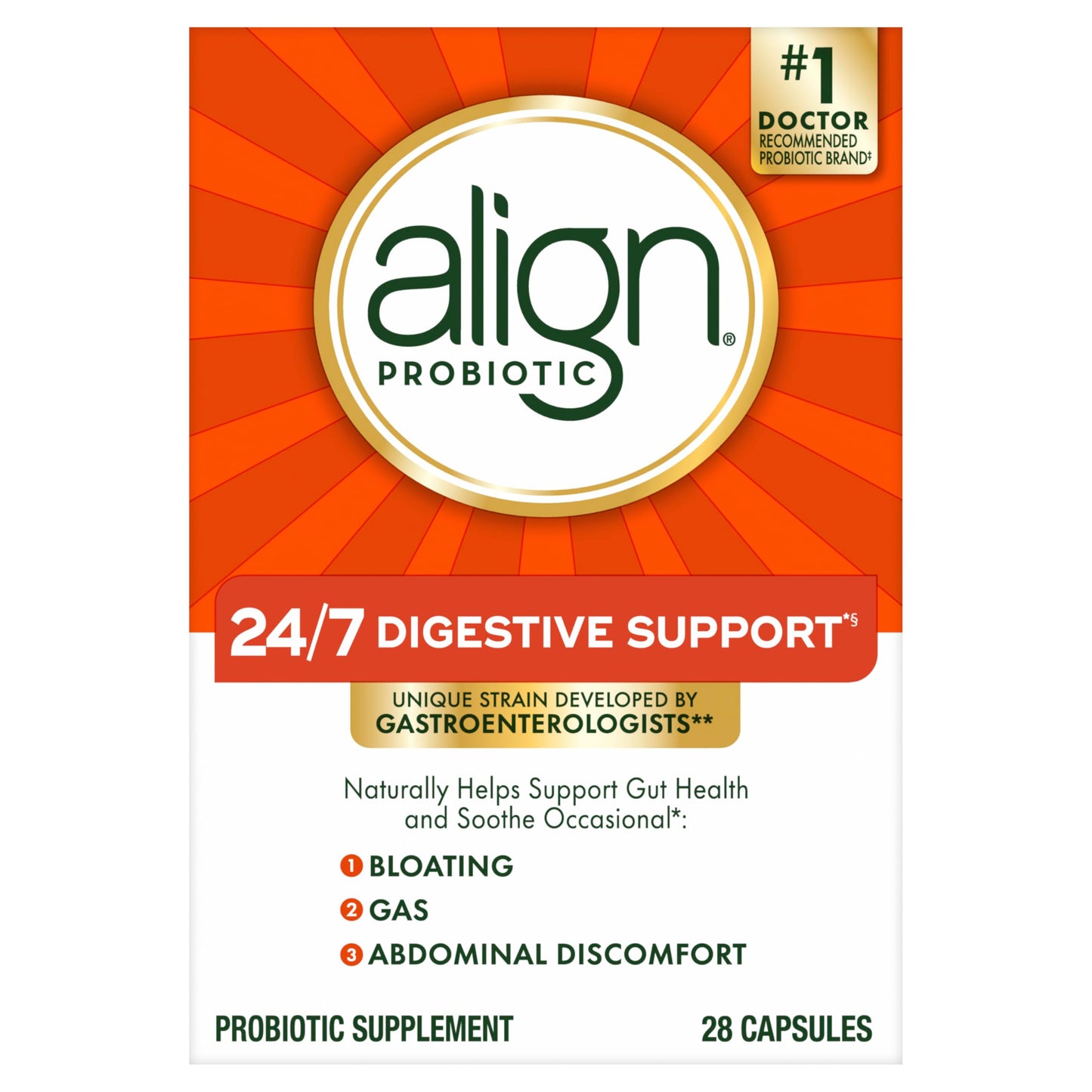 Align Probiotic 24/7 Digestive Support โ Probiotics for Digestive Health (28 Caps)