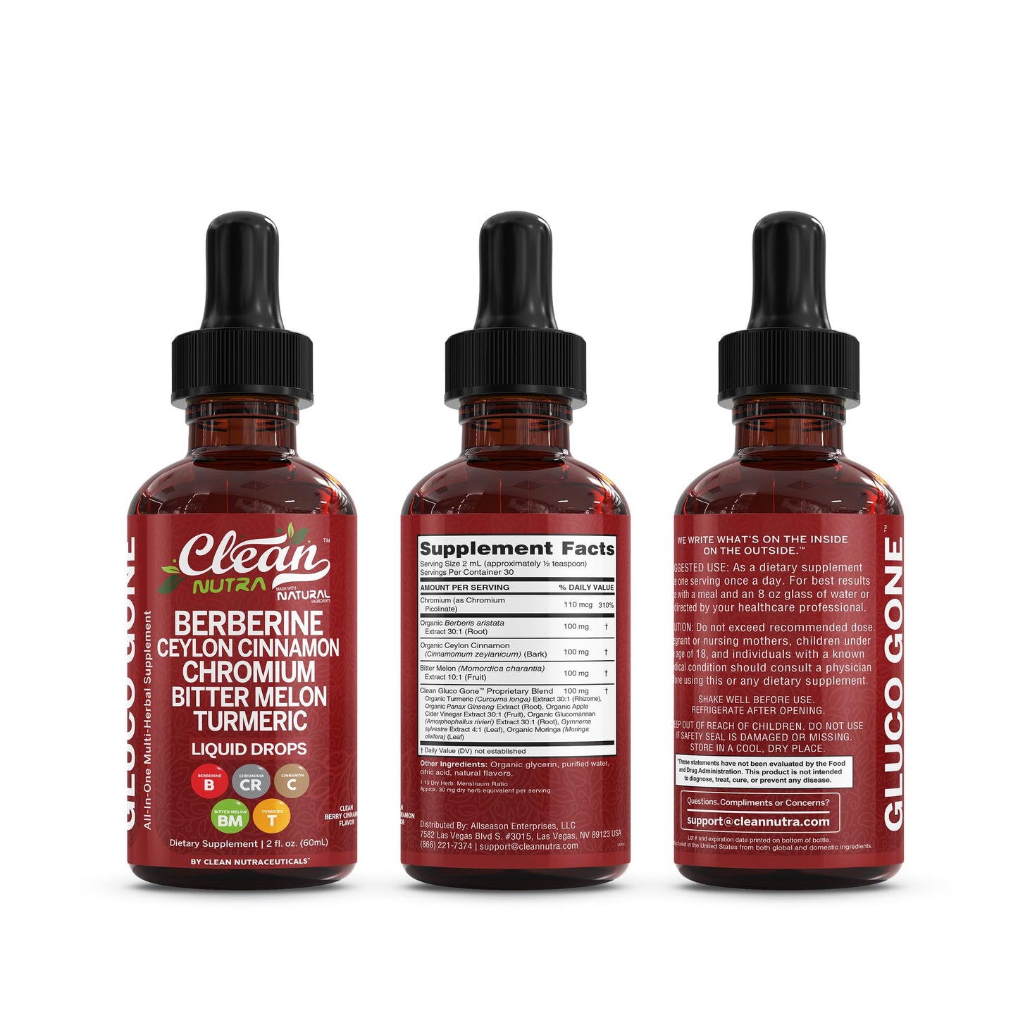 Clean Nutra Berberine with Cinnamon Liquid Drops โ GLP-1 Support with Moringa