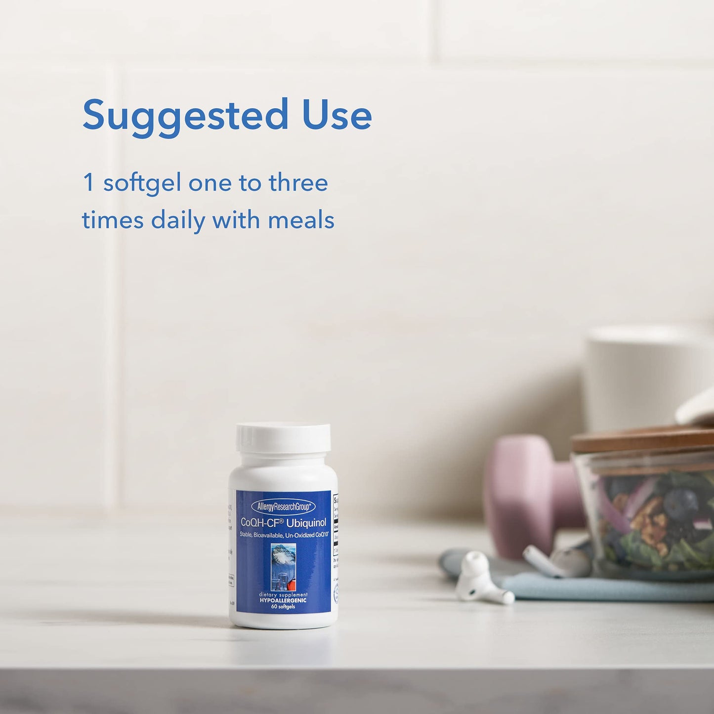 Allergy Research Group CoQH-CF Ubiquinol 100mg Softgels โ Unoxidized CoQ10 for Heart & Immune Support