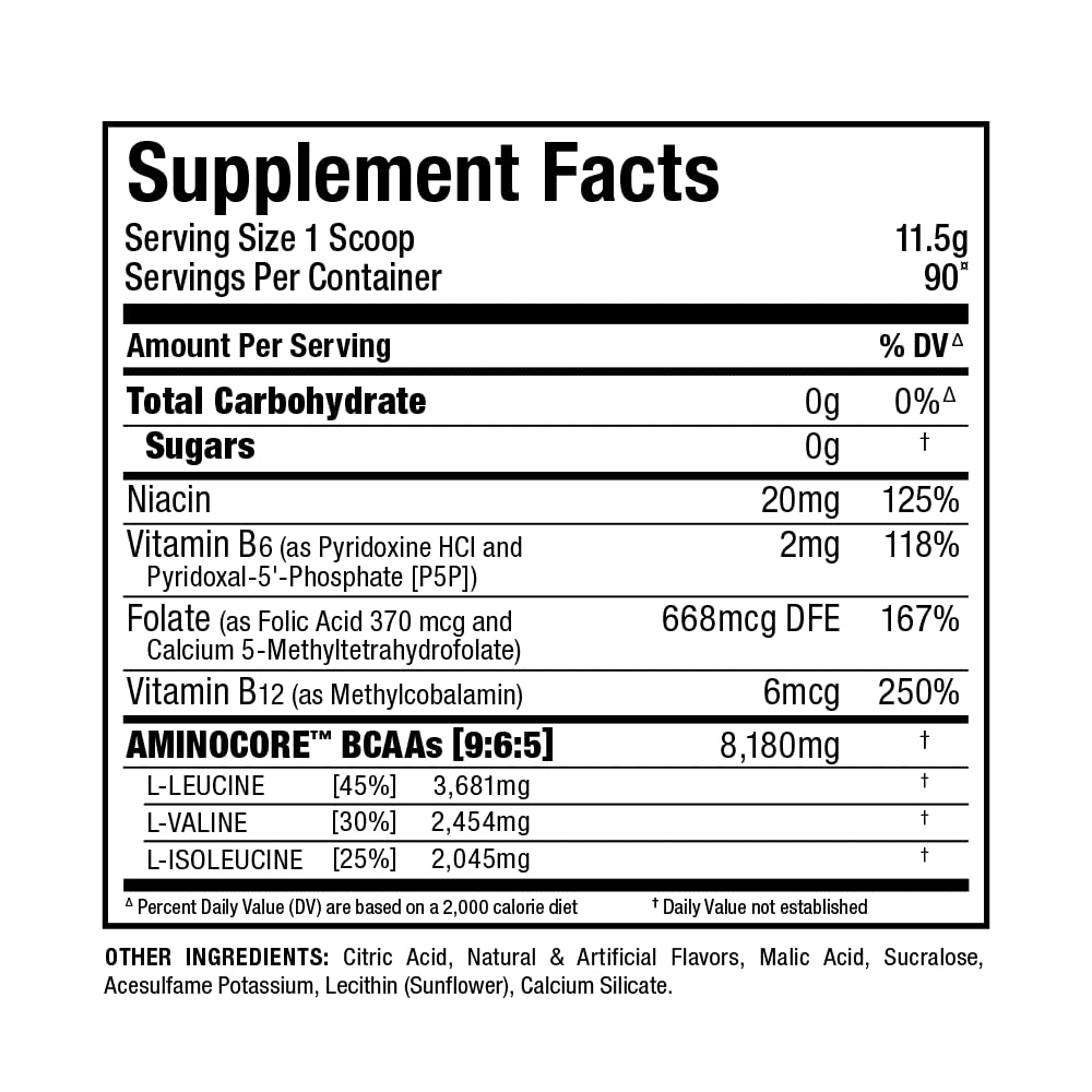 ALLMAX AMINOCORE BCAA Pineapple Mango β 945 g, 90 Servings, Sugar Free | No Fillers