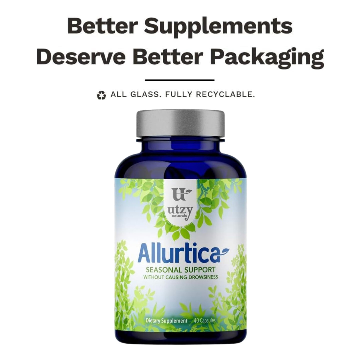 Utzy Naturals Allurtica โ Sinus & Respiratory Support with Quercetin & Stinging Nettle (40 Capsules)
