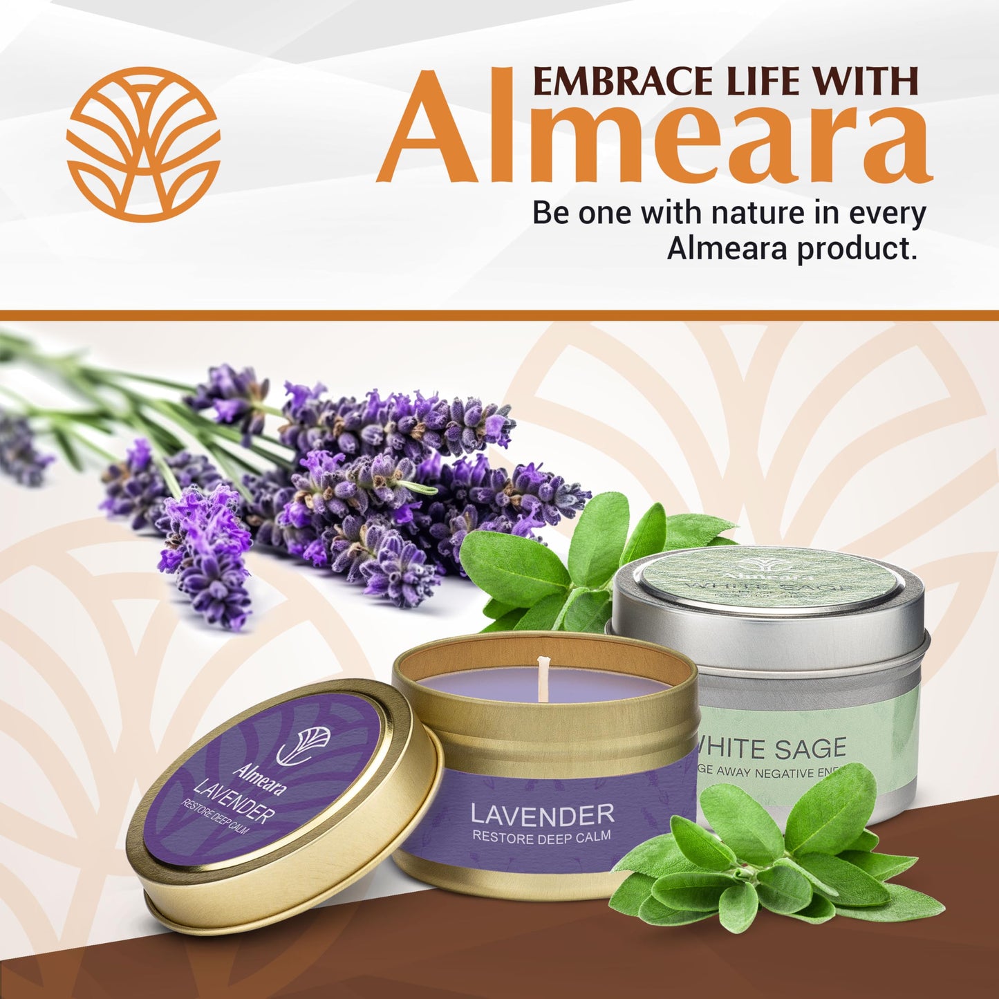 Almeara Sage & Lavender Candle Set โ 2x3.7oz 100% Soy Wax