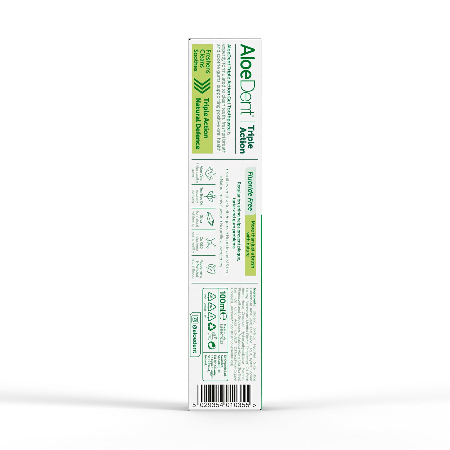AloeDent Triple Action Toothpaste 100 ml โ Fluoride-Free, Aloe Vera & Tea Tree
