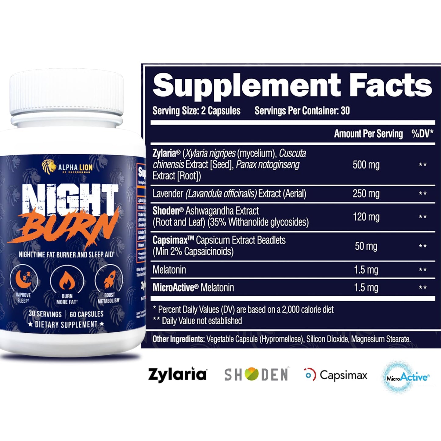 ALPHA LION Night Burn β Metabolism Booster for Lean Muscle (60 Capsules)
