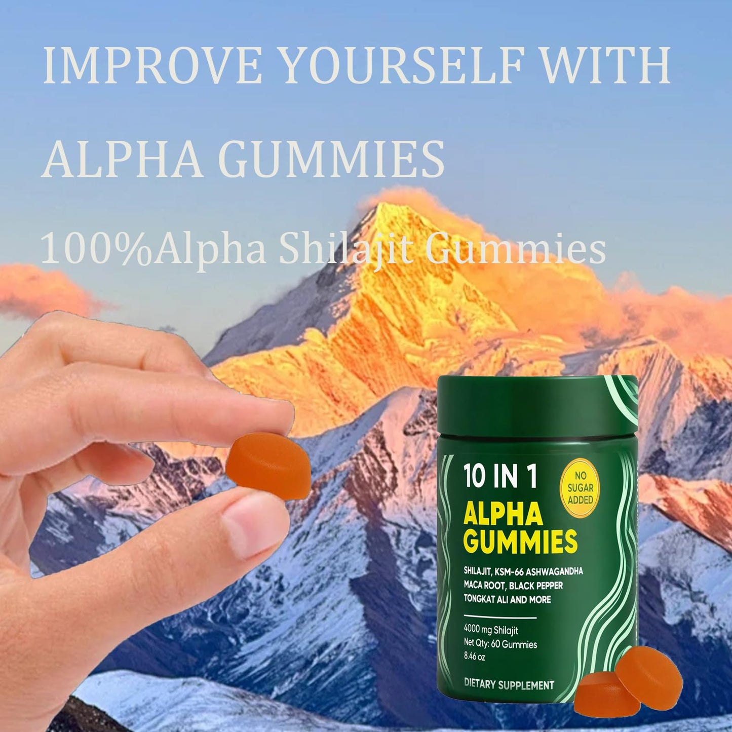 10 in 1 Alpha Shilajit Gummies โ 4000mg for Energy & Immune Support | 60 Count