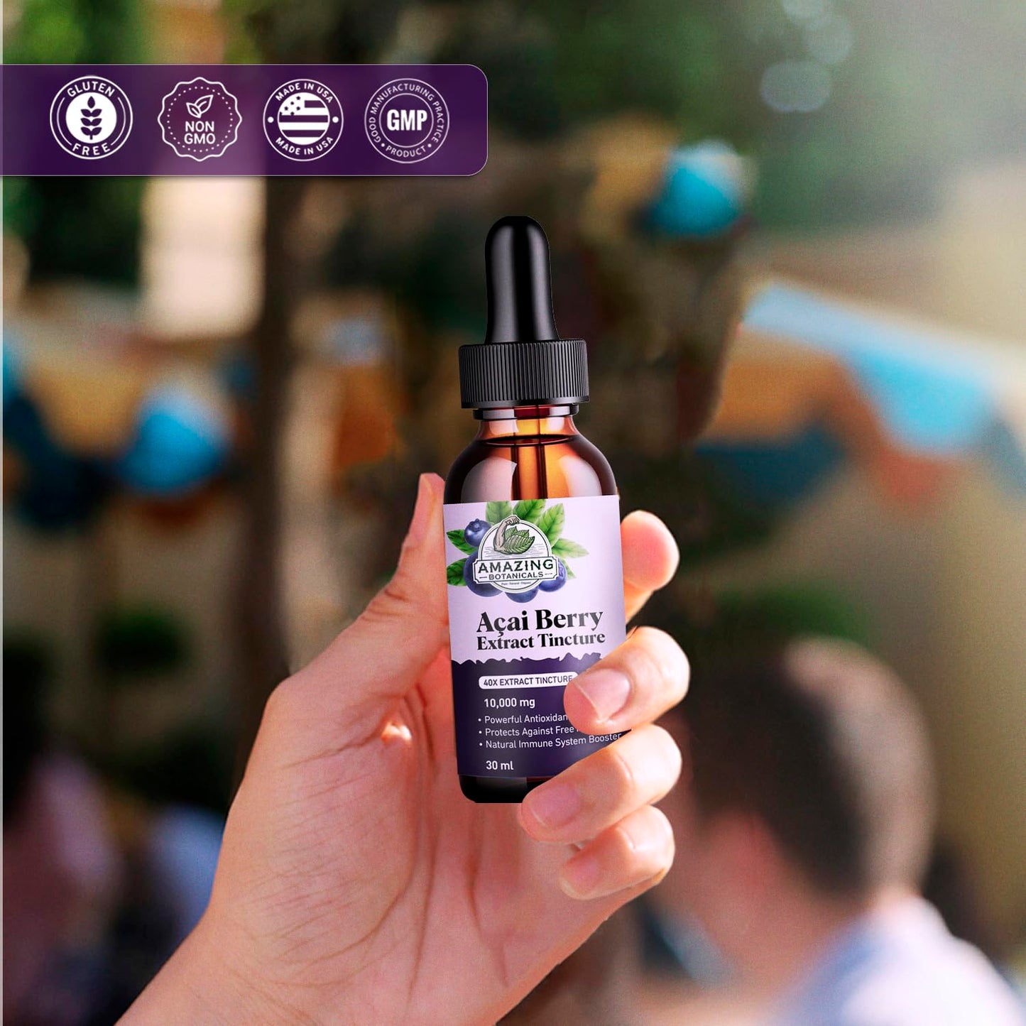 Amazing Botanicals Acai Berry Tincture 10,000 mg โ 30ml | Premium Antioxidant Supplement