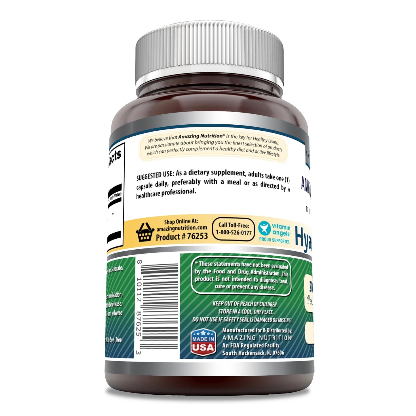 Amazing Formulas Hyaluronic Acid 200 mg Capsules โ Non-GMO, Gluten Free (60 ct)