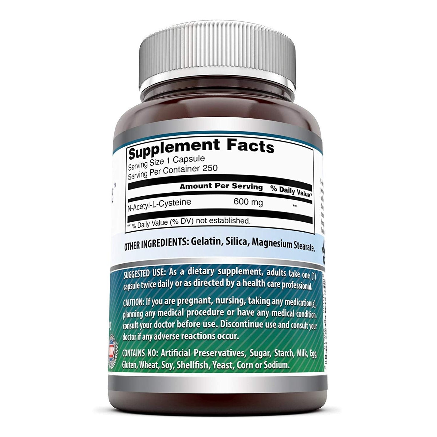 Amazing Formulas NAC 600 mg โ N-Acetyl Cysteine Supplement | Non-GMO, Gluten Free | Made in USA (2 Pack, 250 Count)