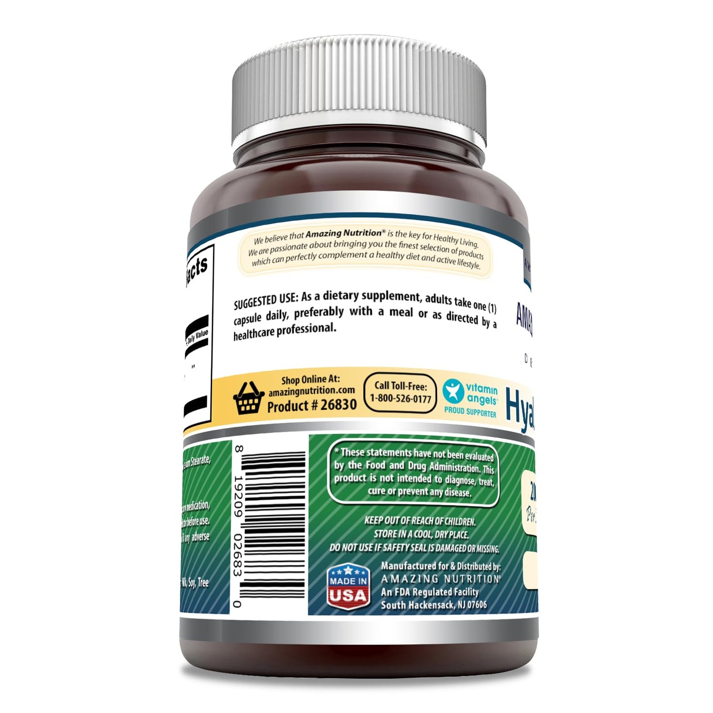 Amazing Formulas Hyaluronic Acid 200 mg Capsules β Non-GMO, Gluten Free, Made in USA | 120 Count (3 Pack) | Amazing Nutrition