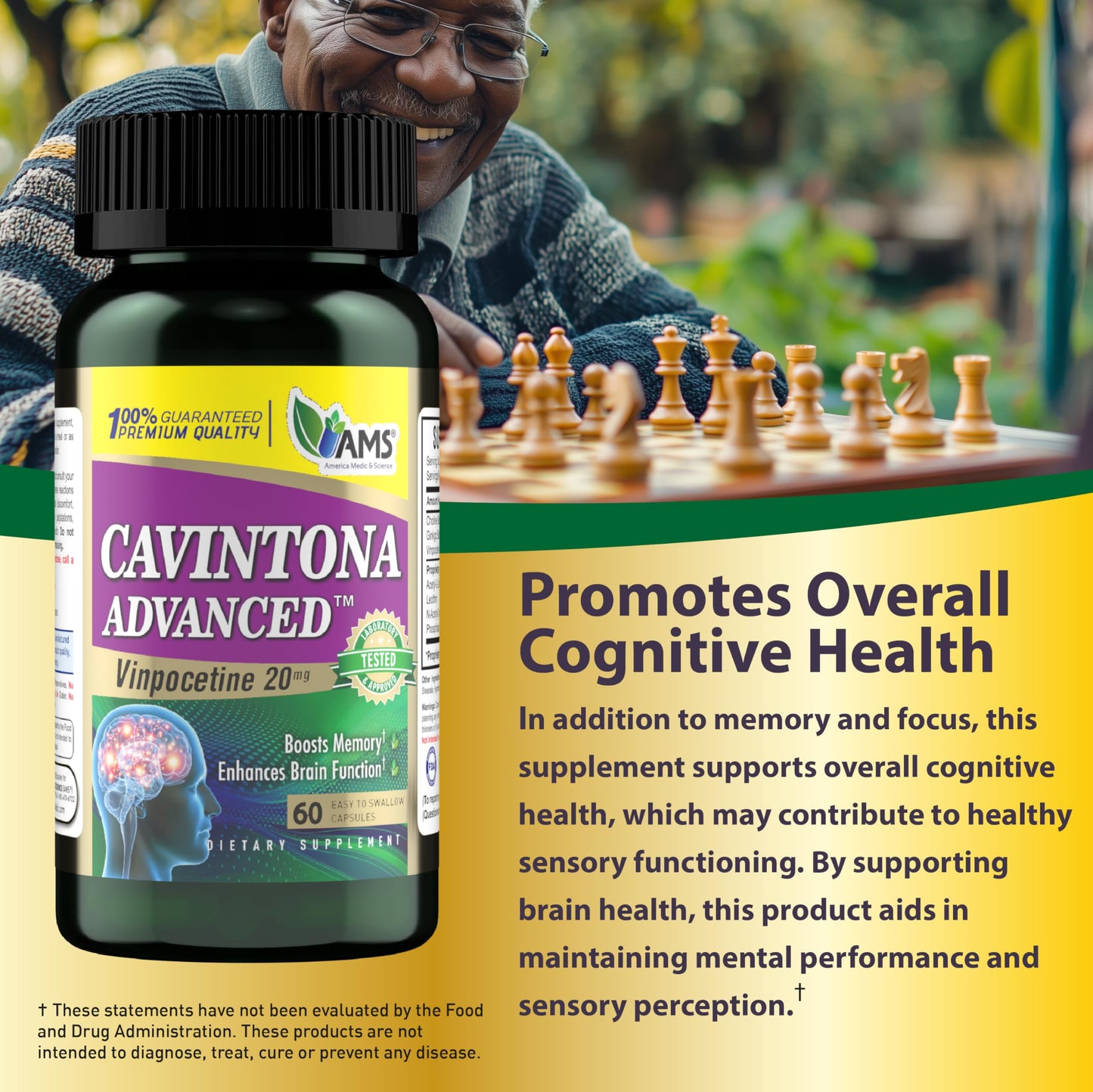 America Medic & Science Cavintona Vinpocetine 20mg โ 60 Capsules | Memory, Focus & Brain Health