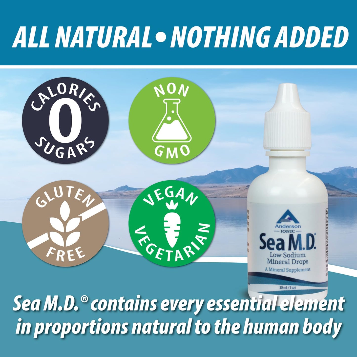 Anderson Sea M.D. Trace Mineral Drops โ Ionic Magnesium Electrolyte (1 oz)