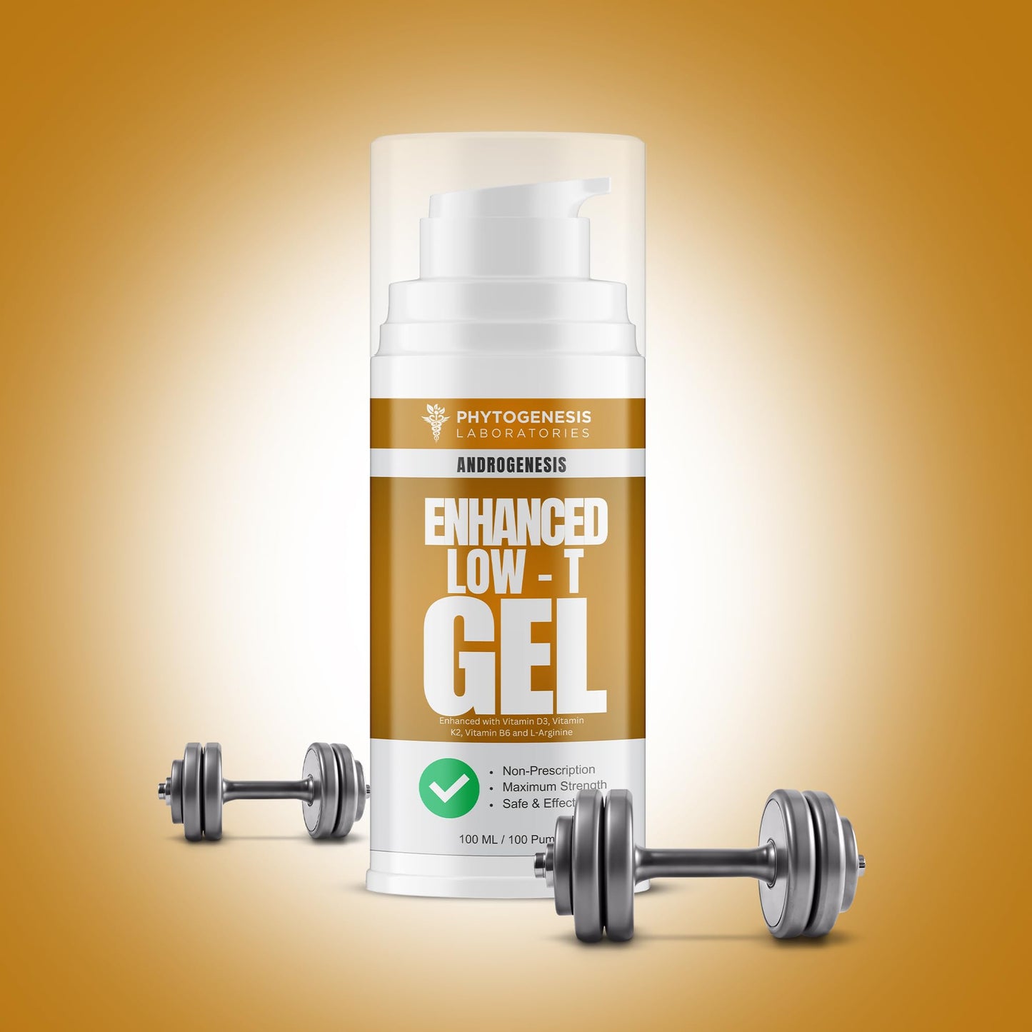 ANDROGENESIS Enhanced Formula โ Low T Support Gel | T Booster for Men | D3, K2, B6, L-Arginine