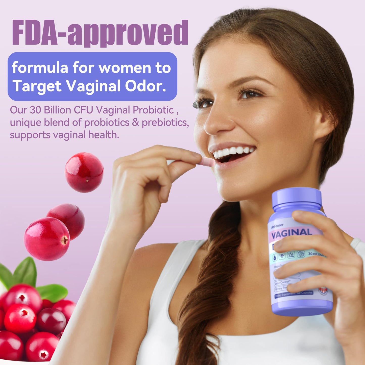AnFamer Vaginal Probiotics for Women โ 30B CFU, 60 Capsules