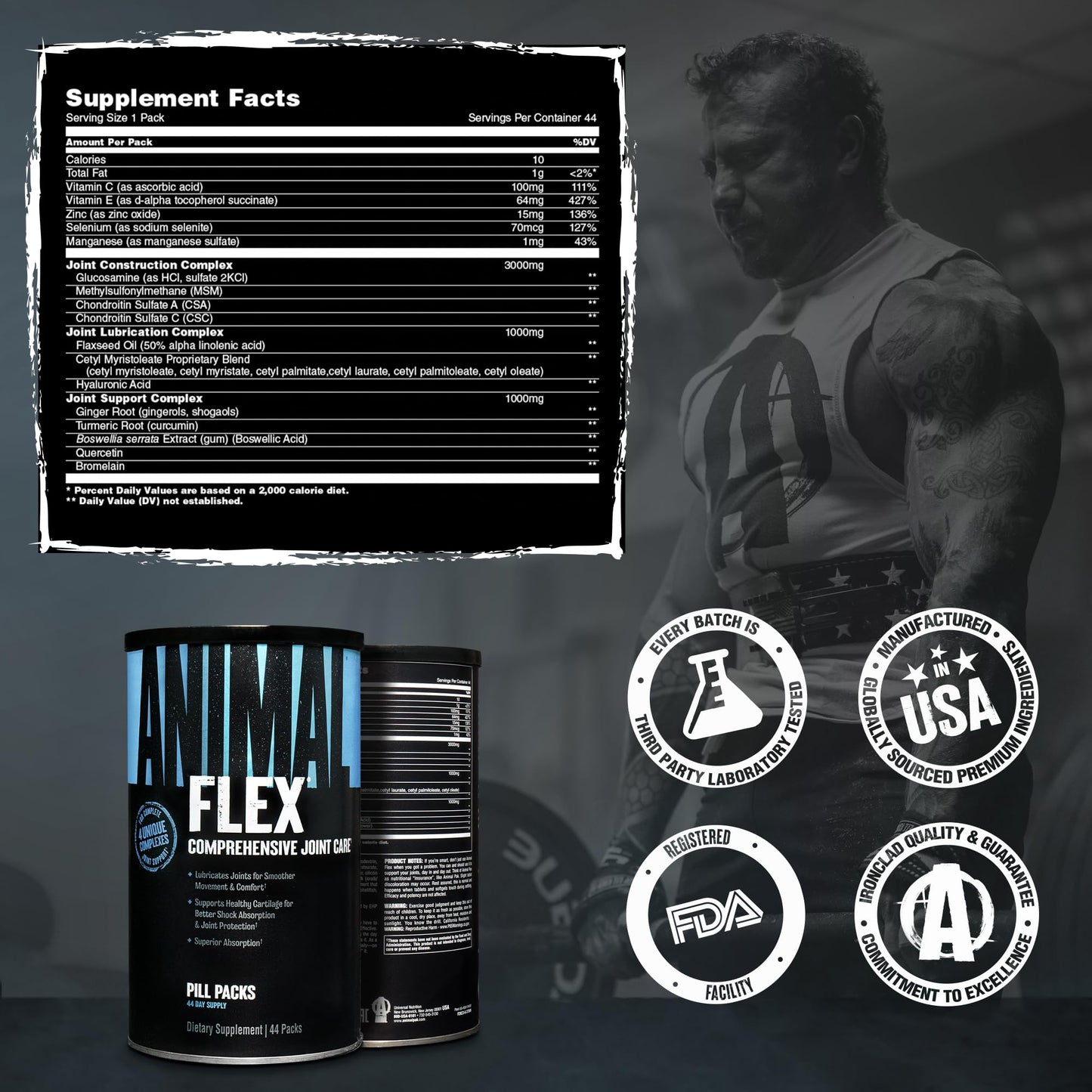 Animal Flex β Glucosamine Chondroitin Joint Support for Men & Women | Turmeric & Boswellia