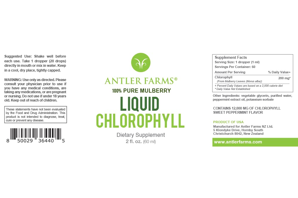Antler Farms โ 100% Natural Liquid Chlorophyll Drops, 12,000 mg, Mint Flavor, 60 Servings