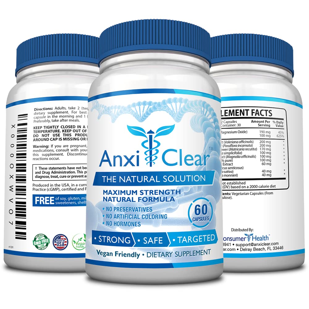 AnxiClear 3-Month Supply โ Mood Support, Calm Mind, Serotonin Boost | Made in USA