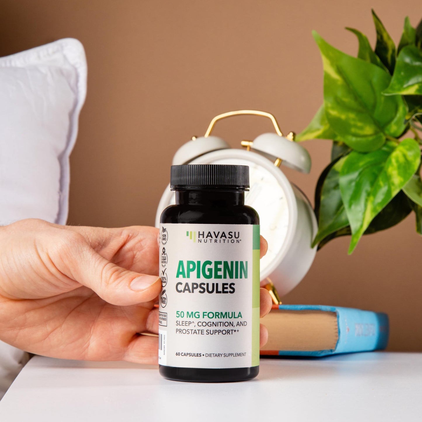 Apigenin Capsules 50mg - 120 Count | Vegan, Non-GMO, Sleep & Cognitive Support