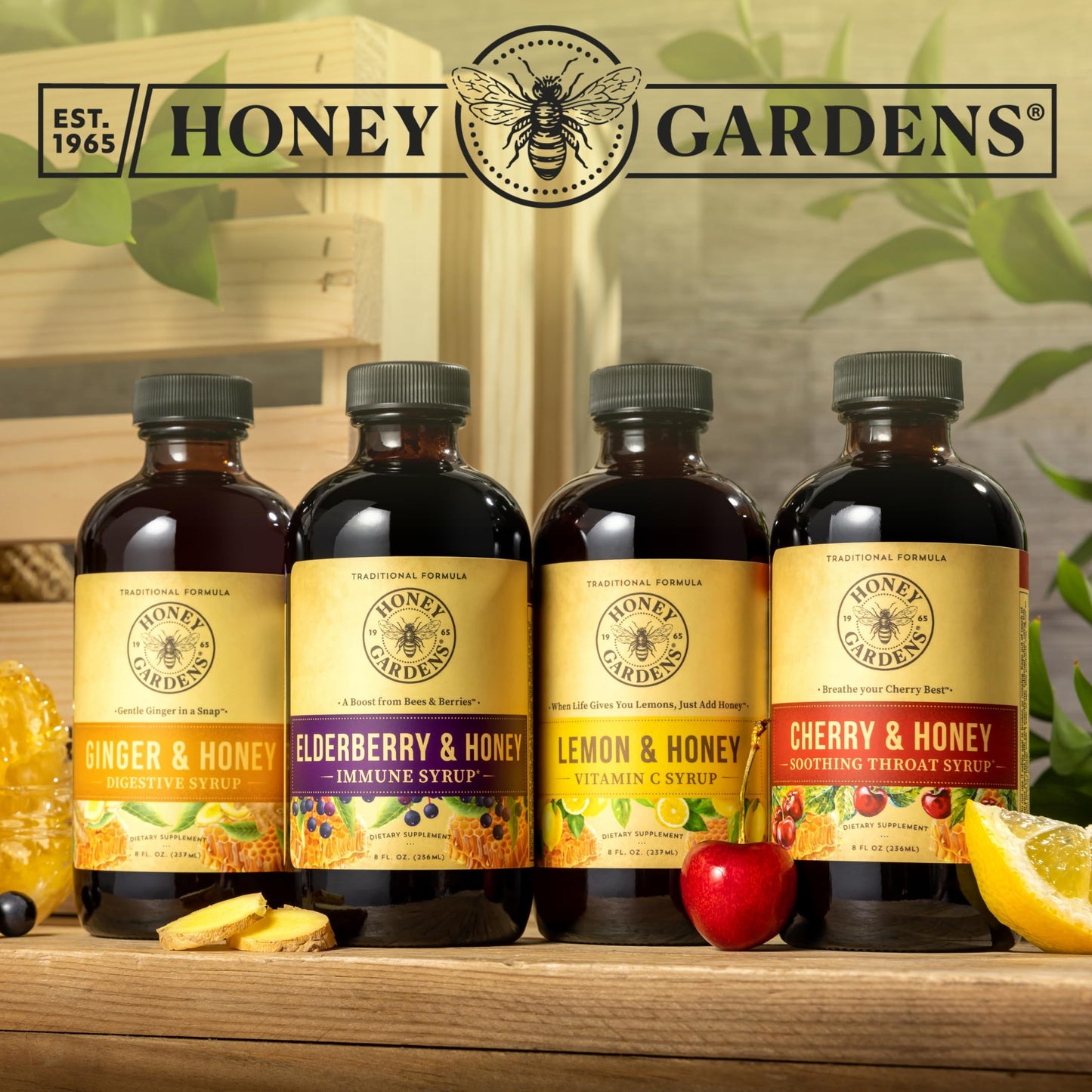 Honey Gardens Elderberry & Honey Immune Syrup โ Propolis & ACV, 8 oz