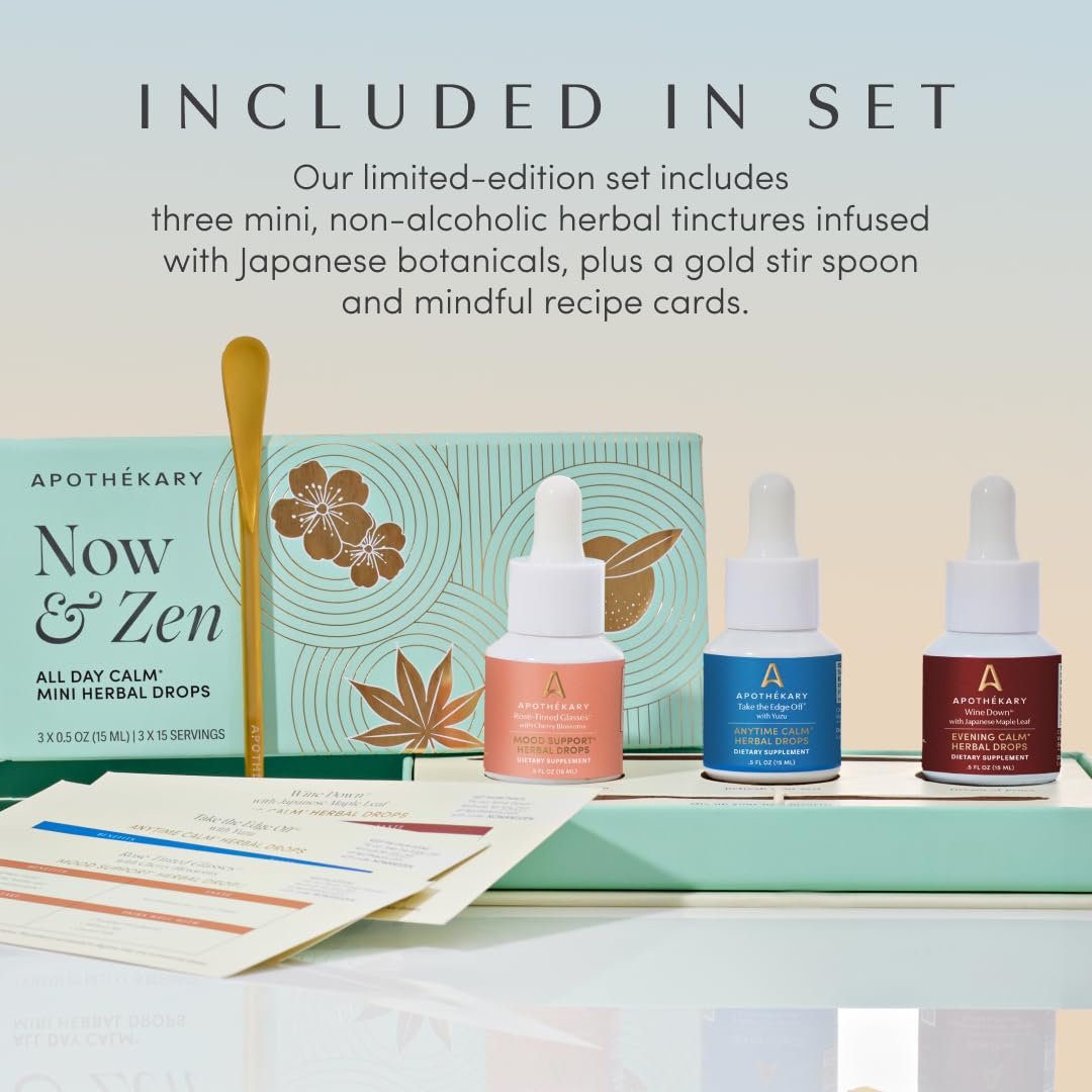 Apothékary Now & Zen Starter Set – 3 Mini Herbal Drops, Non-Alcoholic 15ml