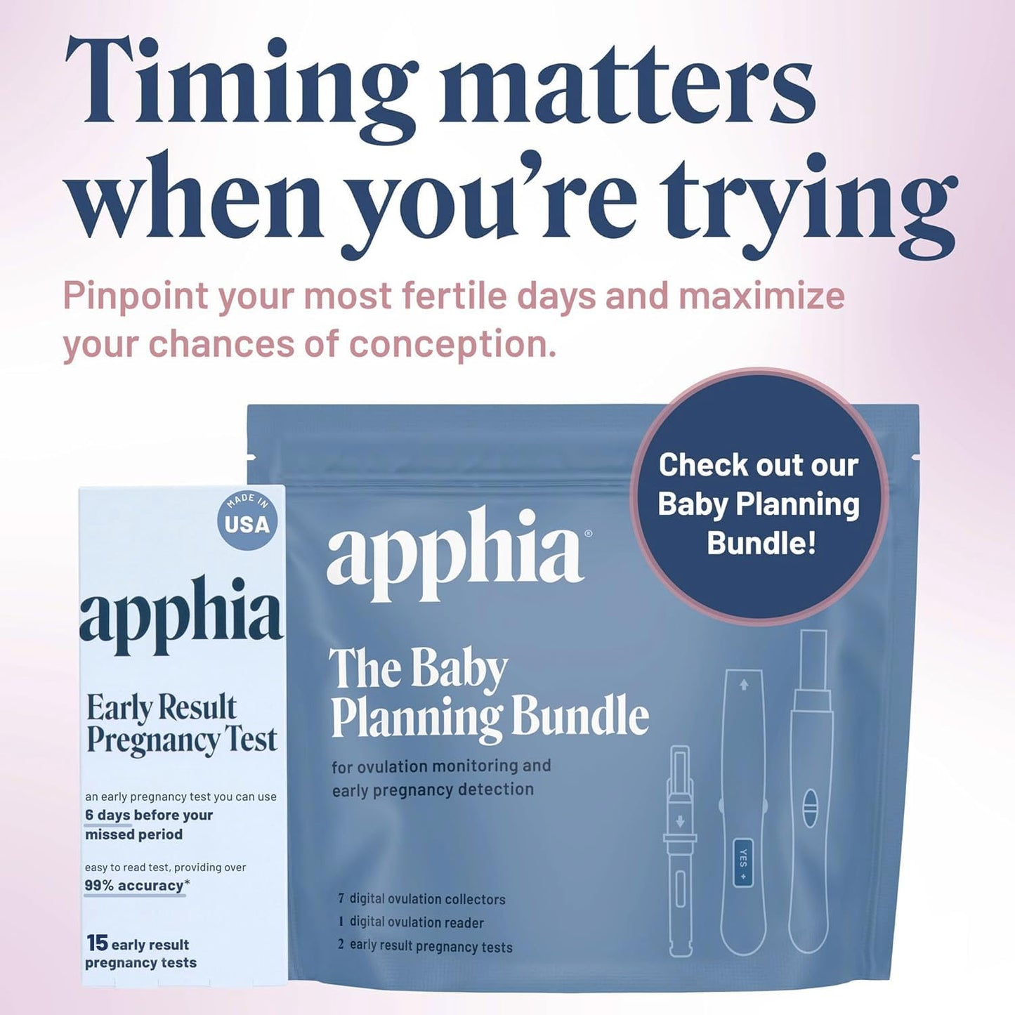 Apphia Early Detection Pregnancy Test โ 6 Days Sooner, Midstream hCG Strips, 15 Tests, Made in USA