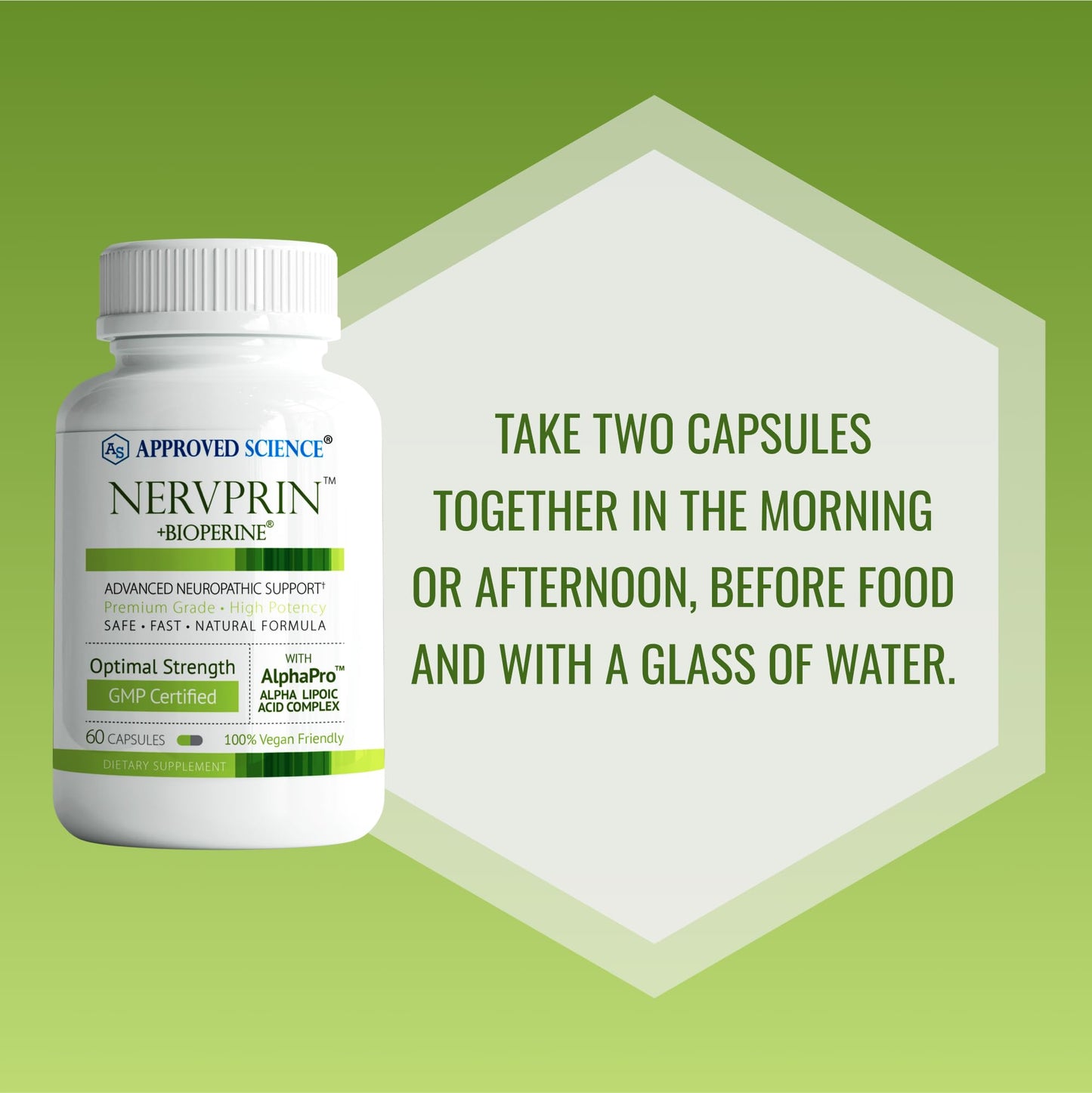 Approved Science Nervprin β Nerve Support with Benfotiamine, B12, R-Alpha-Lipoic Acid, Corydalis, Boswellia, BioPerine | 60 Capsules | Made in USA