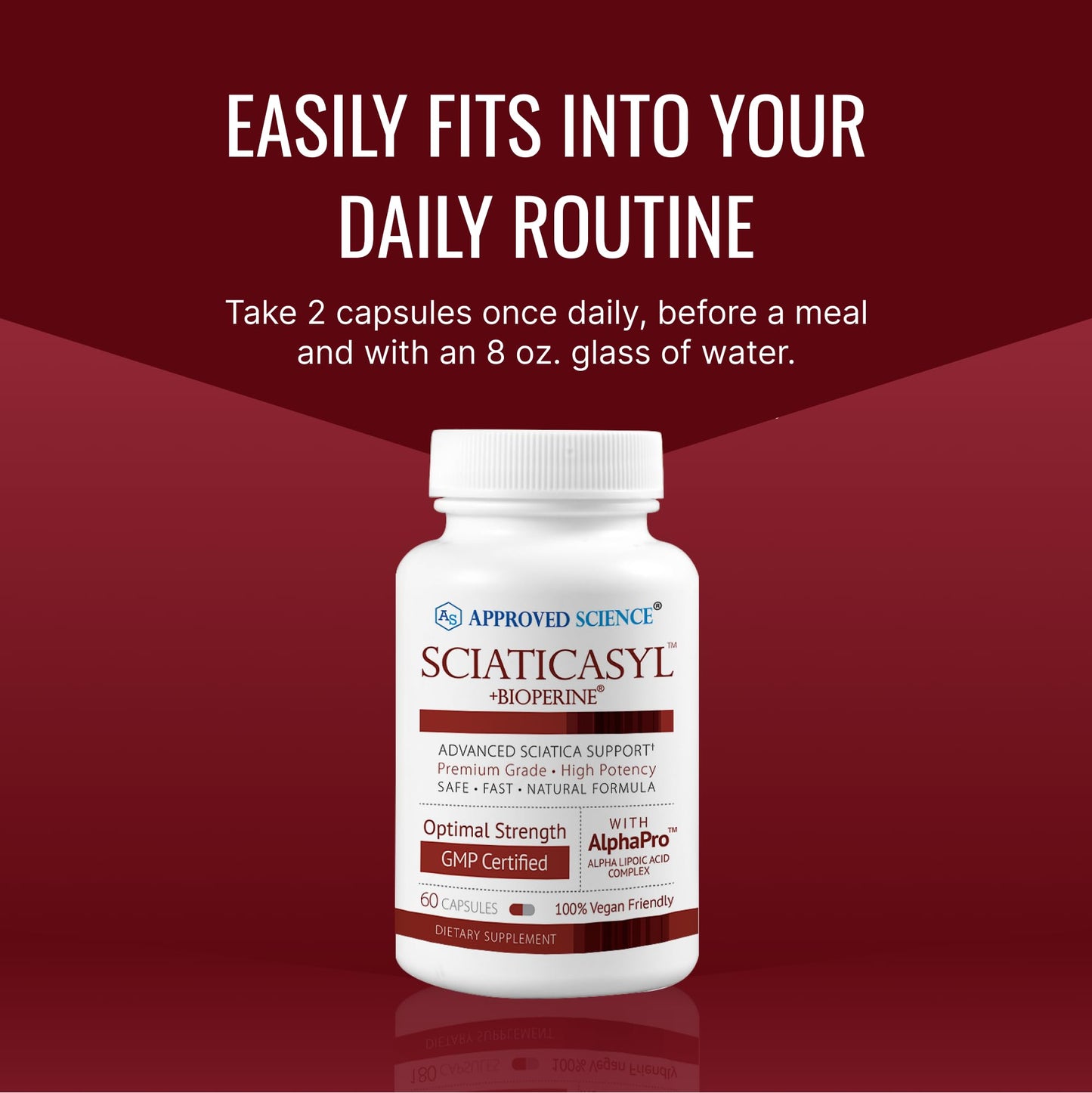 Approved Science Sciaticasyl โ Optimal Sciatic Nerve Support, Vegan, 60 Capsules