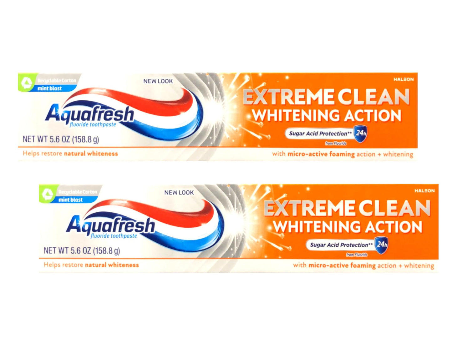 Aquafresh Extreme Clean Whitening Action Toothpaste โ Mint Blast, Fluoride, 5.6 oz Pack of 2