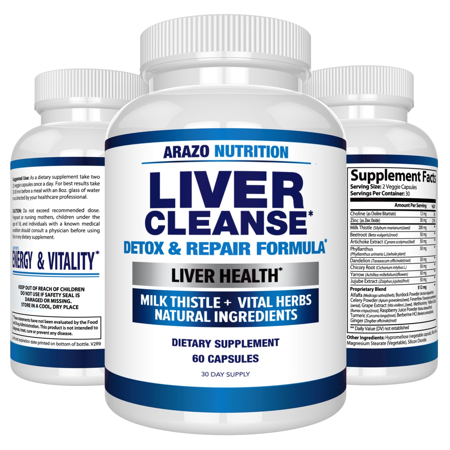 Arazo Liver Cleanse Detox & Repair โ Milk Thistle Support