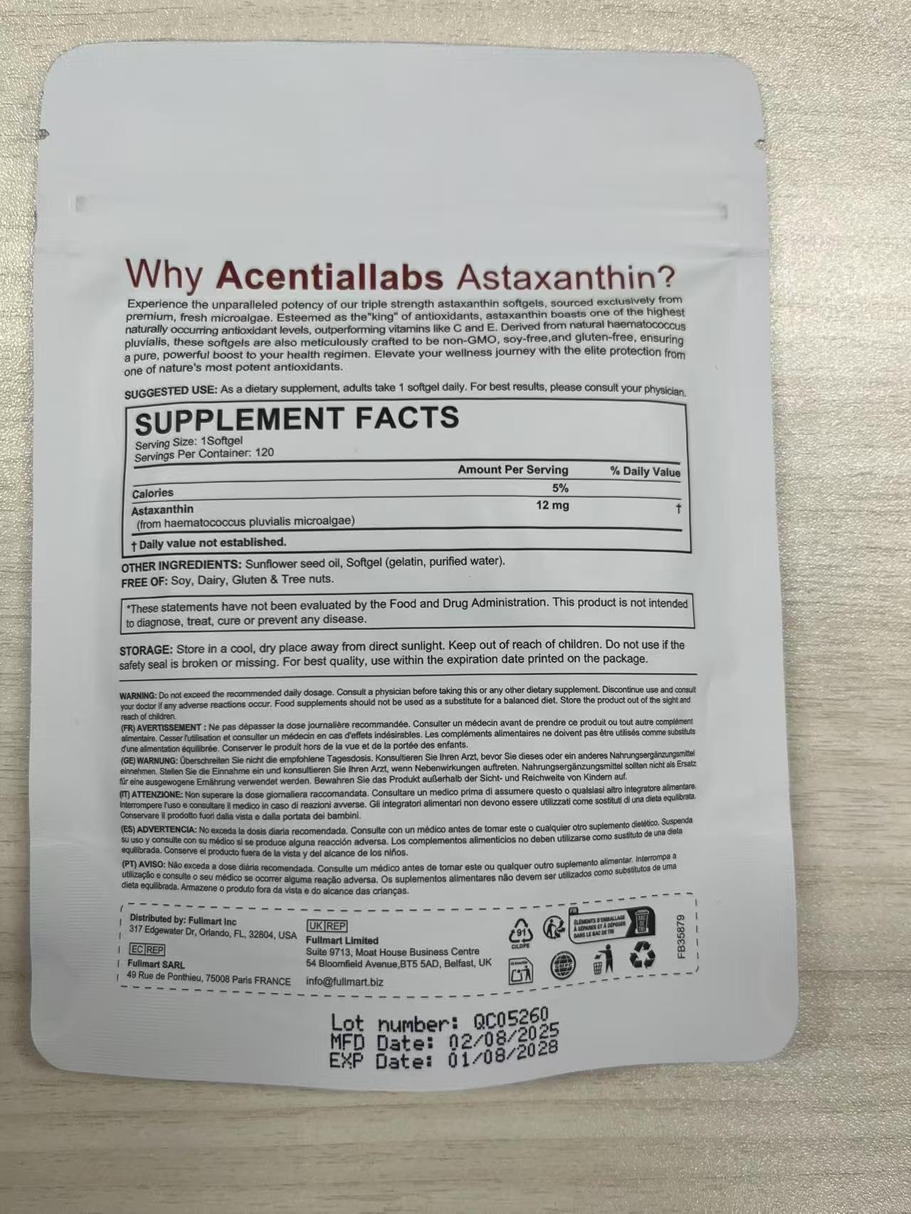 Arkture Astaxanthin 12mg | 120 Softgels โ 4-Month Supply | Antioxidant Support