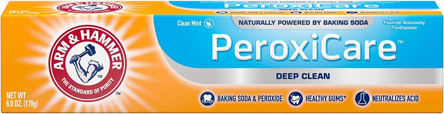 Arm & Hammer PeroxiCare Deep Clean Toothpaste โ Clean Mint 6 oz (Pack of 3)