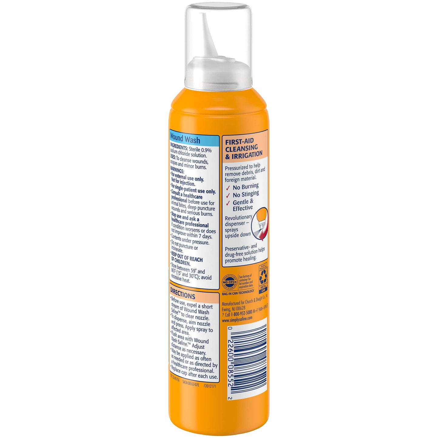 Simply Saline Wound Wash 7.4 oz โ 3 Pack | Upside-Down Pressurized Spray