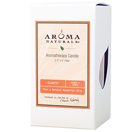 Aroma Naturals Orange & Cedar Pillar Candle โ Clarity, 2.5x4 in