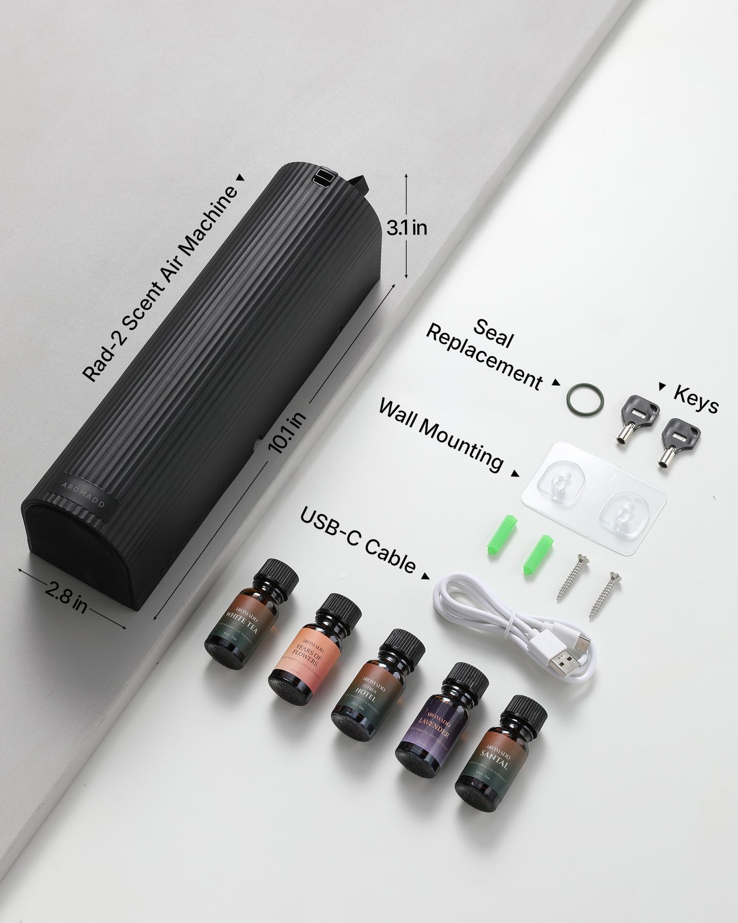 Aromadd Scent Diffuser Starter Kit โ Waterless Diffuser, 1500 Sq Ft, Black