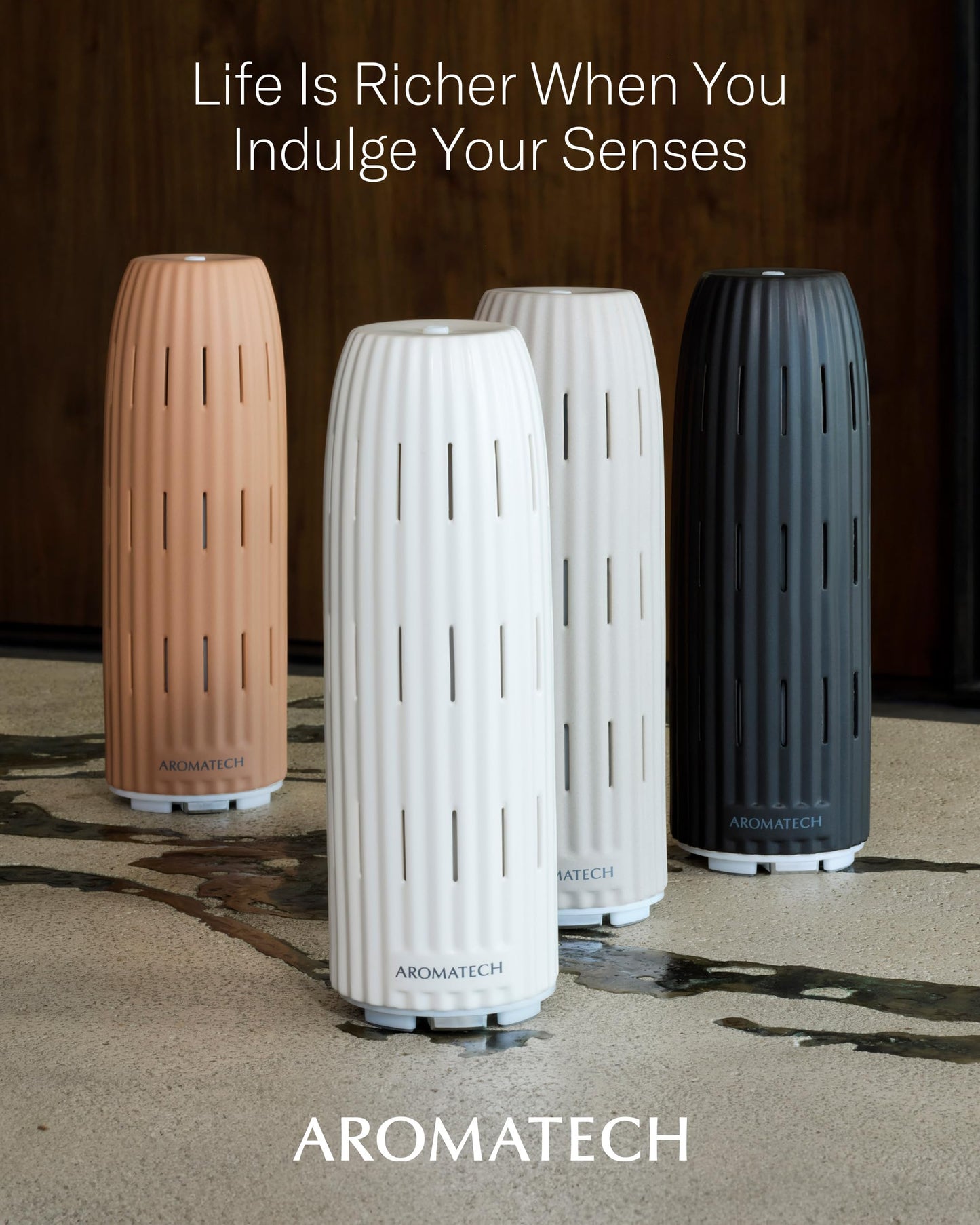 AromaTech Ambience Scent Diffuser White Stone โ Waterless Nebulizing Diffuser with Bluetooth for Home, Spa & Hotels