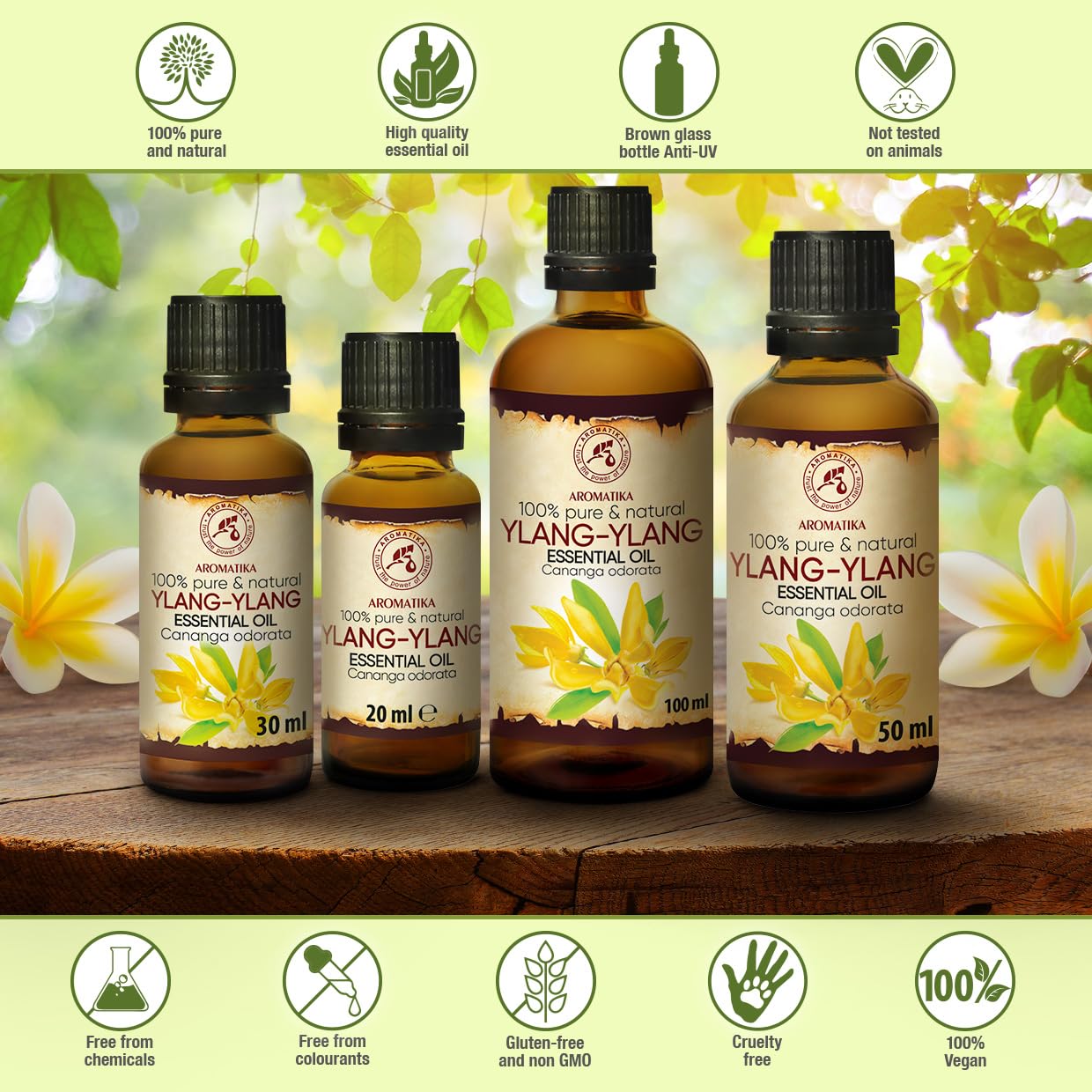 AROMATIKA Ylang Ylang Essential Oil 1.0 Fl Oz β 100% Pure & Natural Cananga Odorata, Madagascar