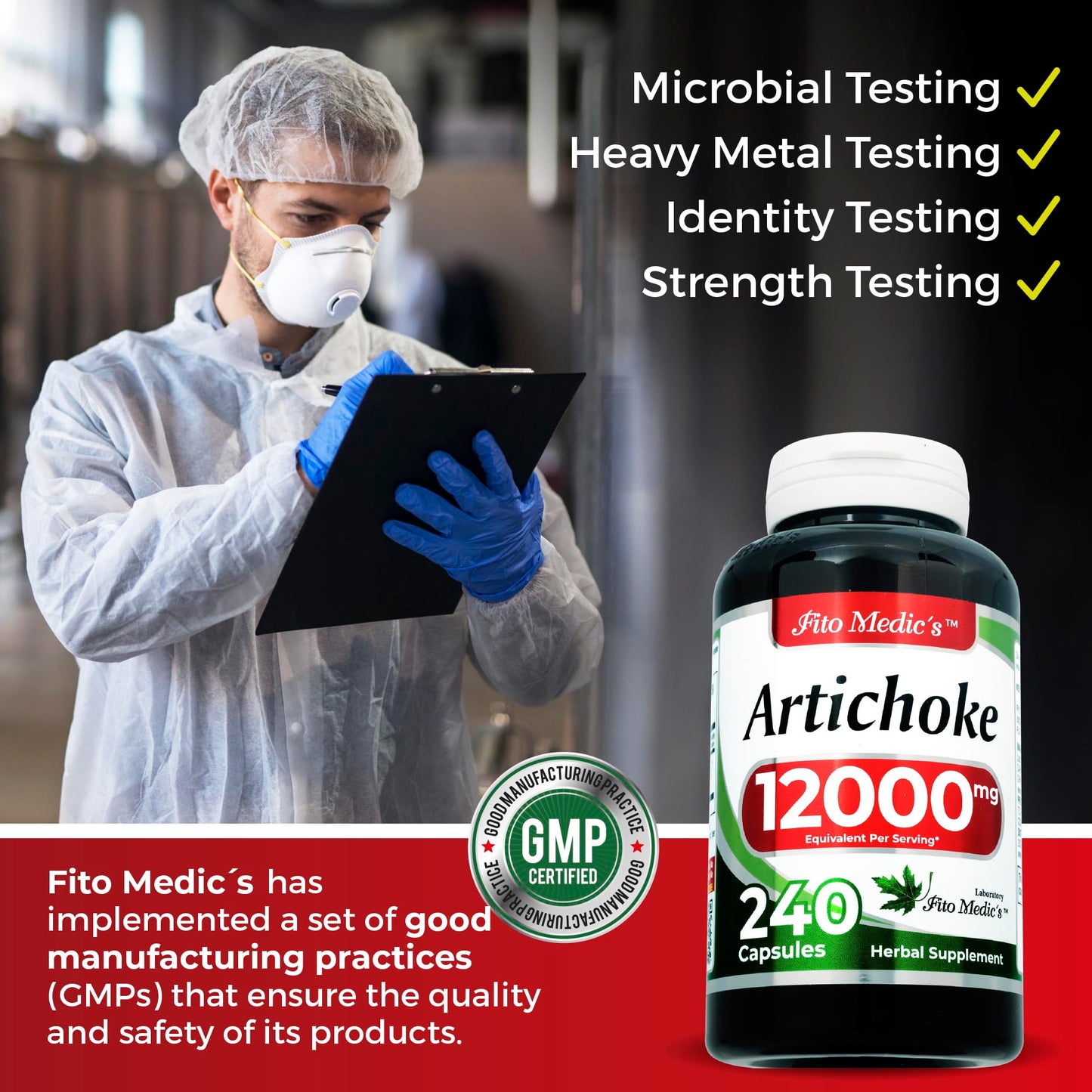Artichoke Extract Capsules 12,000 mg โ 240 Capsules (Pack of 2) | FITO MEDIC'S Lab