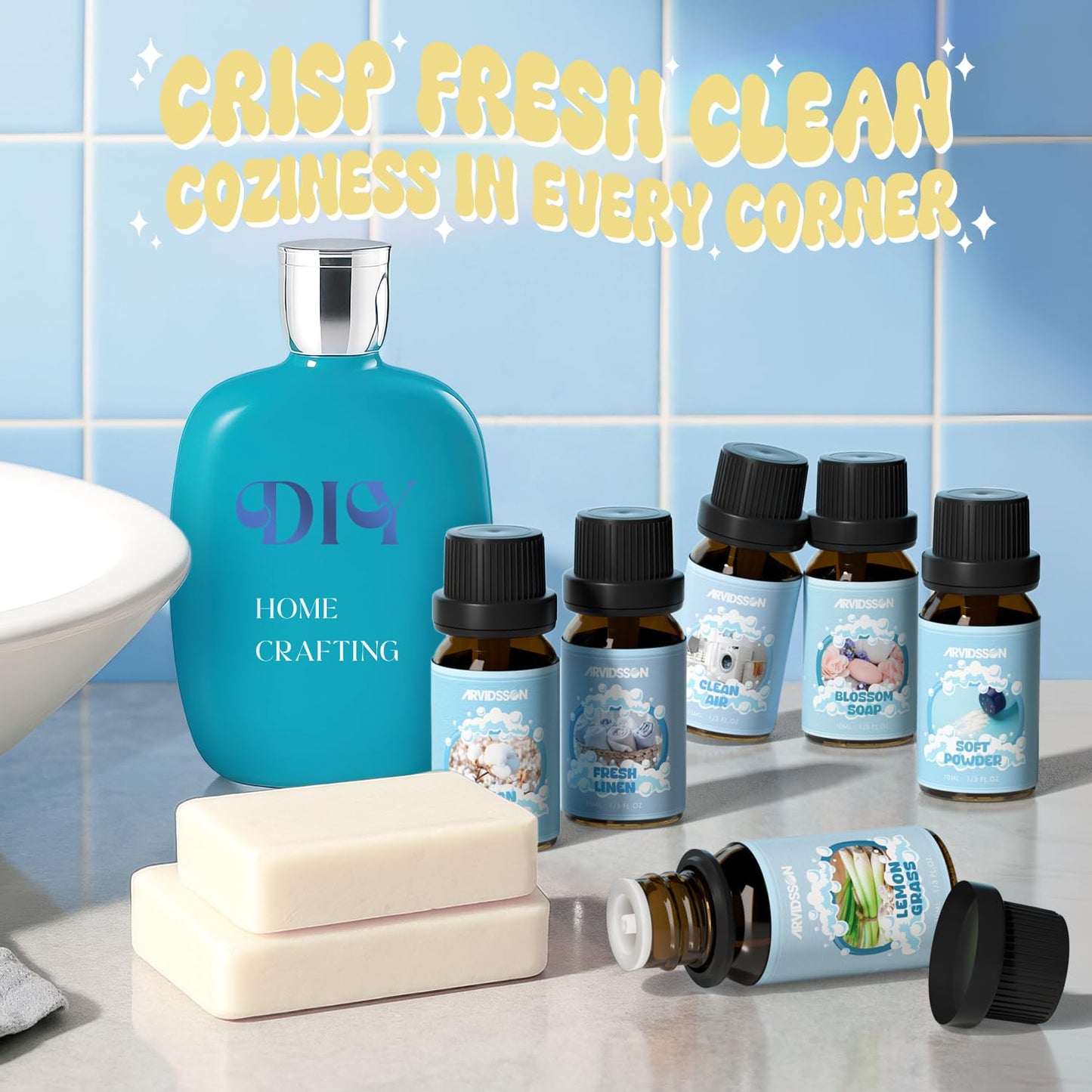 ARVIDSSON Clean Essential Oils Set โ 6 x 10ml for Diffuser, Soap Making & Home Fragrance