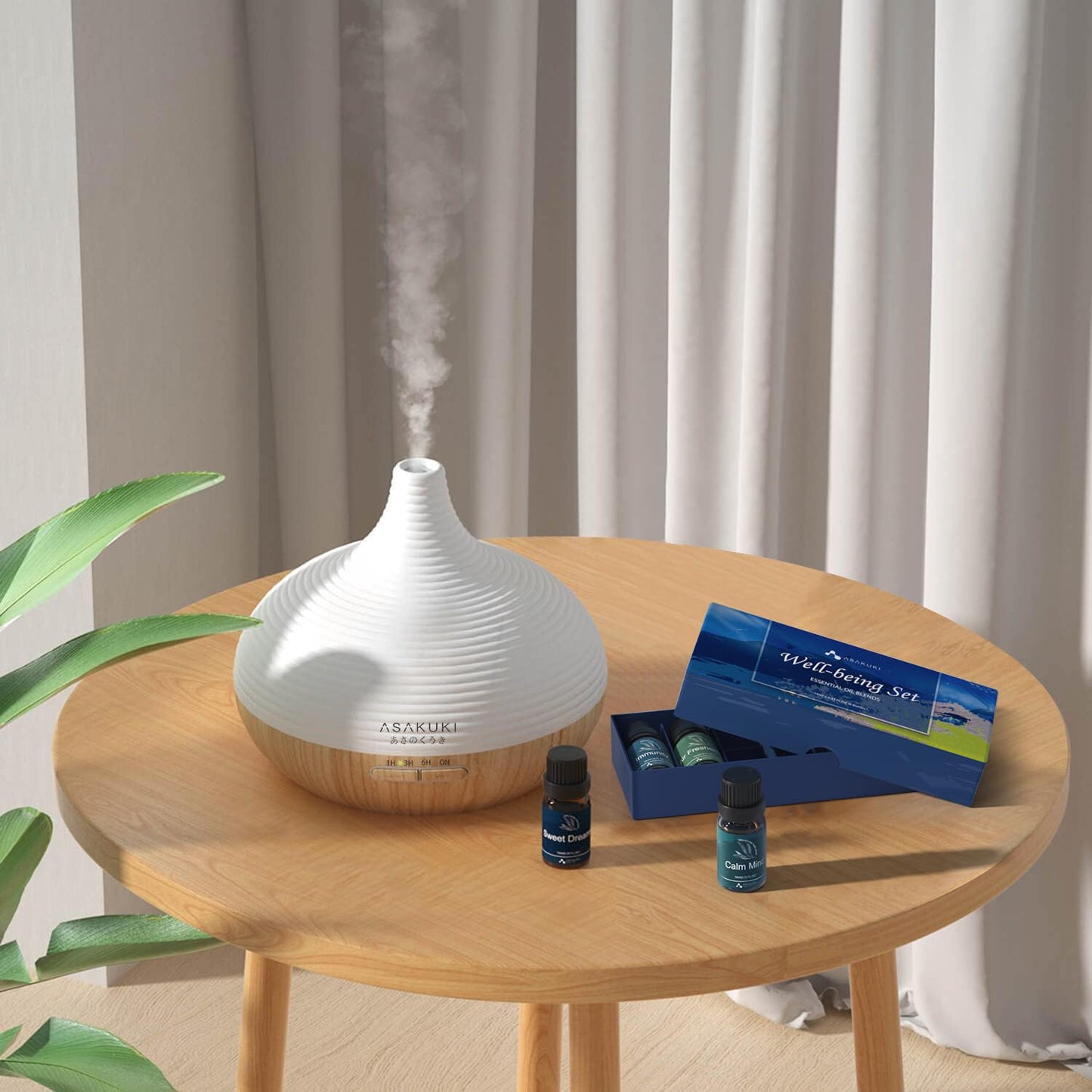 ASAKUKI Essential Oil Blends โ Diffuser Oils for Home Well-Being Kit (Calm Mind, Sweet Dreams, Happy, Relax, Immunity) 6x10ml